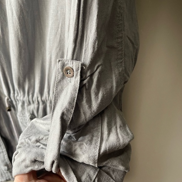 JUST Living Bluish Grey Linen Blend Hooded Utility Jacket Small - Picture 8 of 10